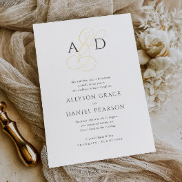 Elegant Initial Script Monogram Classic Wedding Foil Invitation