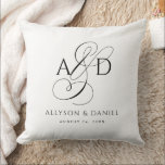 Elegant Initial Script Monogram Classic Wedding Throw Pillow<br><div class="desc">Elegant Initial Script Monogram Classic Wedding throw pillow features a delicate ampersand and your initials,  along with the bride and groom's names and wedding date.</div>