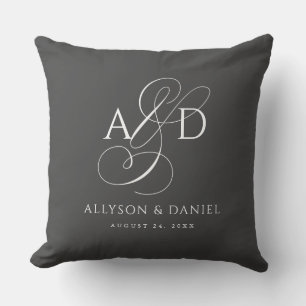 Elegant Initial Script Monogram Classic Wedding Throw Pillow
