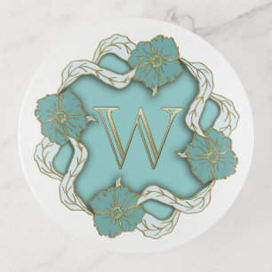 Elegant Initial W With Flowers Trinket Tray