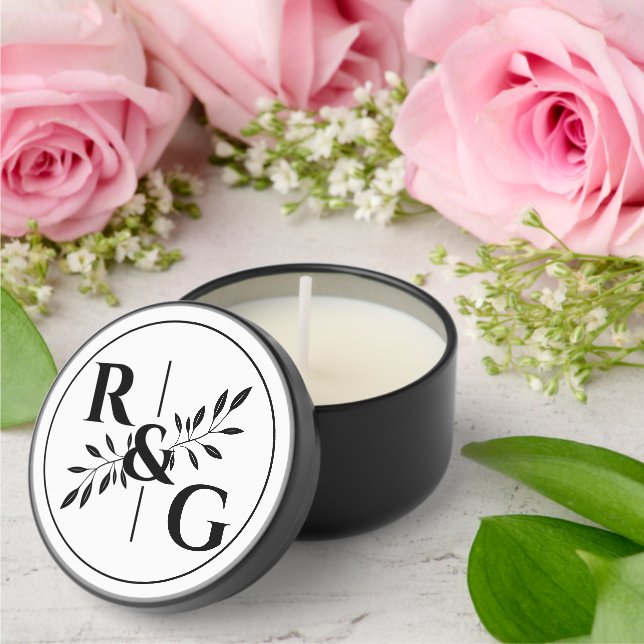 Elegant initials and branch wedding mini candle favors (Insitu (Wedding))