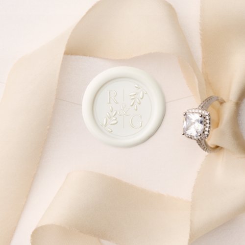 Elegant initials and olive branch wedding wax seal stamp