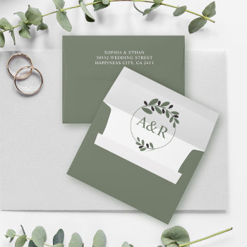 Elegant Initials And Olive Branches Wedding Envelope by weddings_ at Zazzle