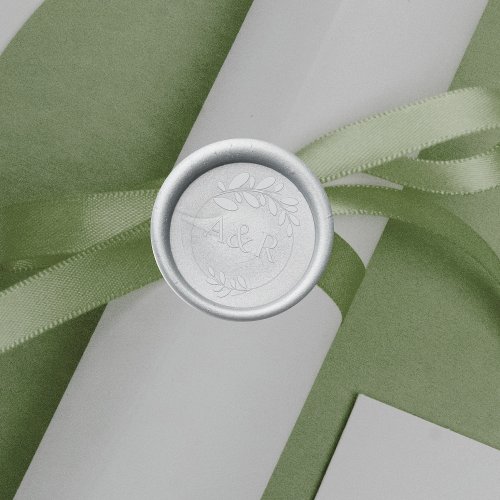 Elegant initials and olive branches wedding wax seal stamp