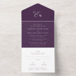 Elegant initials autumn plum purple wedding all in one invitation<br><div class="desc">With an elegant ampersand uniting two initials, this simple design is the perfect wedding invitation for a classic event. The color scheme is a chic and sophisticated deep rich shade of plum purple. There is plenty of room for custom text and the RSVP card detaches to be sent as a...</div>