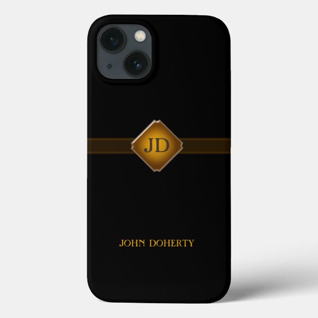 Elegant Initials | Black Background Case-Mate iPhone Case (Back)