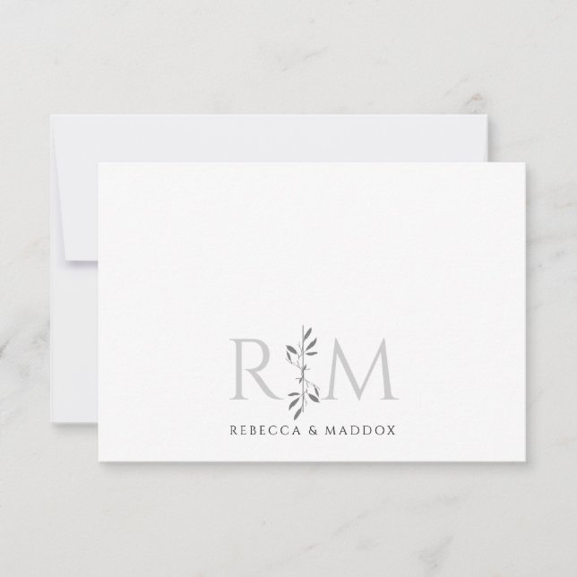 Elegant Initials Botanical Monogram Couple  Note Card (Front)