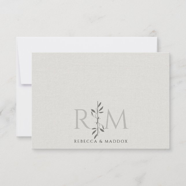 Elegant Initials Botanical Monogram Couple  Note Card (Front)