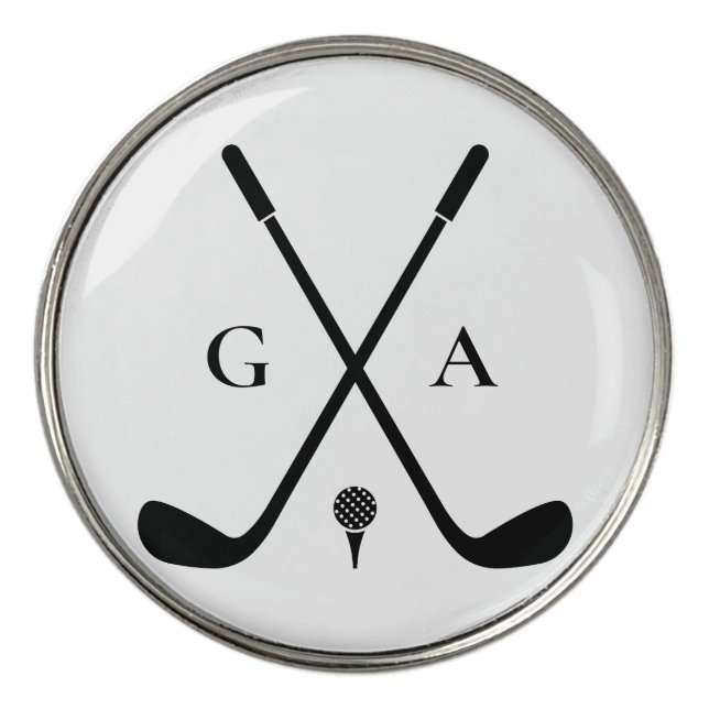 Elegant Initials Custom Golf Gift- Modern Monogram Ball Marker (Front)