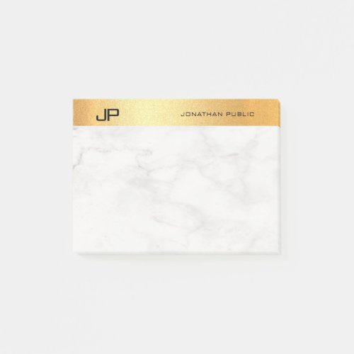 Elegant Initials Gold Marble Minimalist Template Post_it Notes