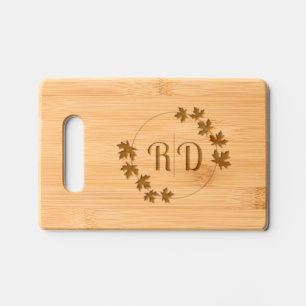 Elegant initials, maple leaves wedding Charcuterie Engraved Cutting Board