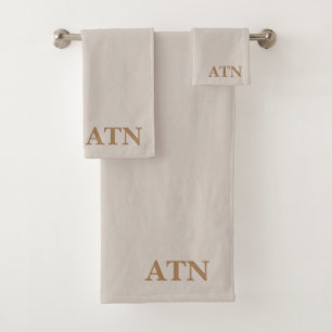 Elegant initials modern stylish design Color Brown Bath Towel Set