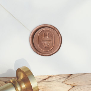 Elegant Initials Modern Wedding Monogram Oval Wax Seal Sticker