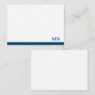 Elegant Initials Monogram Navy Blue Border Note Card