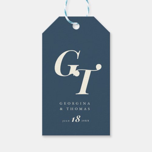Elegant Initials  Navy Blue and Ivory Modern Chic Gift Tags