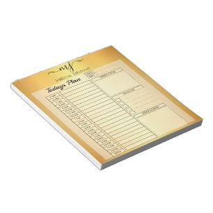 Elegant initials on gold  daily planner sheets notepad