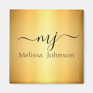 Elegant initials on gold magnet