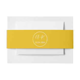 Elegant initials orange fall wedding invitation belly band