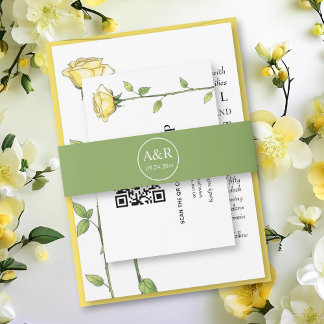 Elegant initials simple green wedding invitation belly band