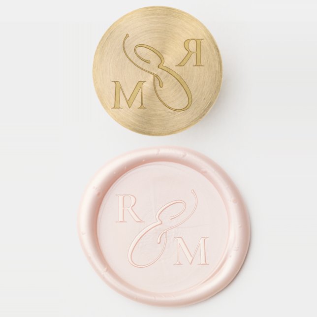 Elegant initials simple personalized wedding wax seal stamp (Stamped)