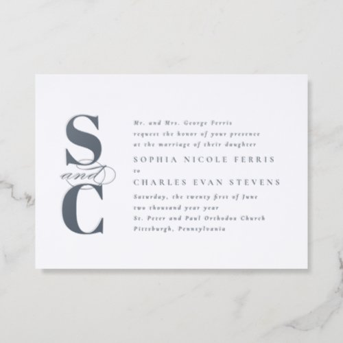 Elegant initials simple stylish wedding letterpress invitation