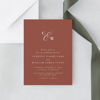 Elegant Initials Simple Terracotta Fall Wedding by LeaDelaverisDesign at Zazzle