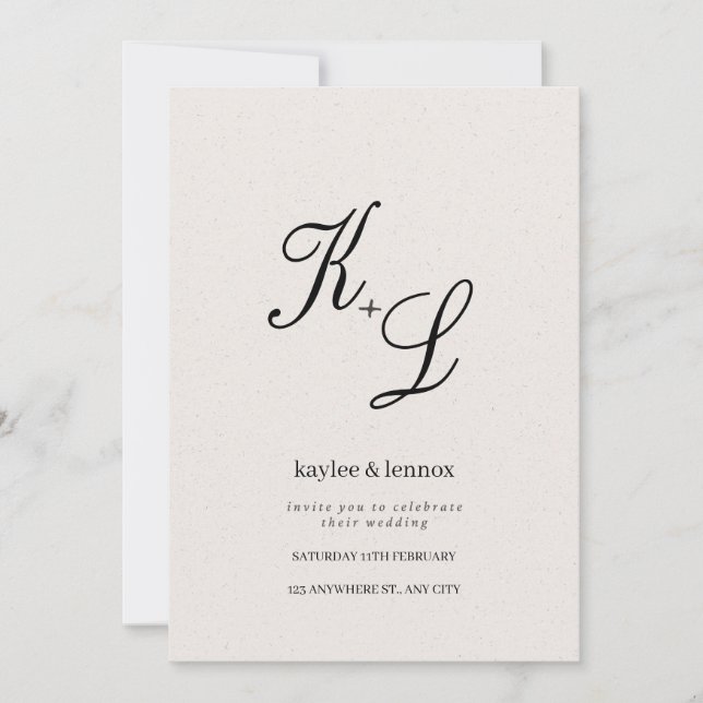 Elegant Initials Wedding Invitation (Front)