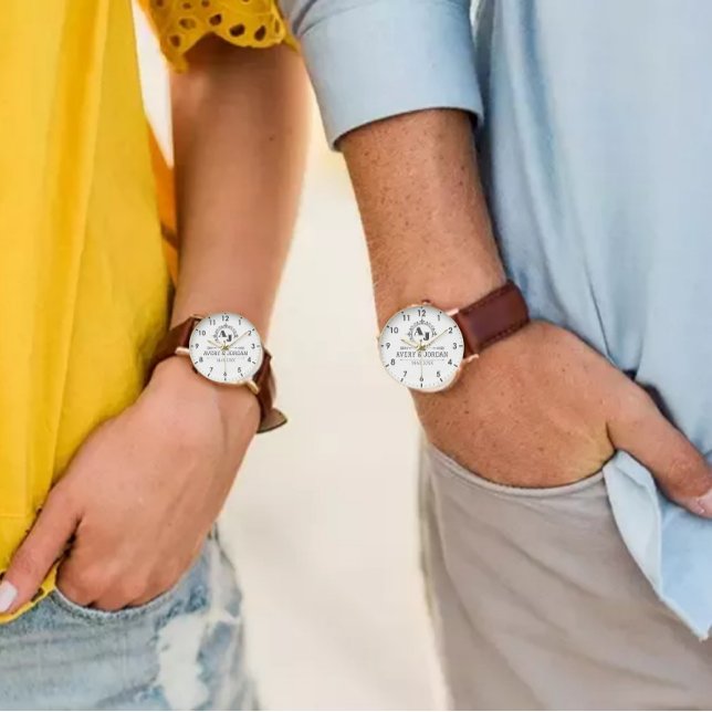  Elegant Initials White Luxury Vintage Monogram Watch (Creator Uploaded)