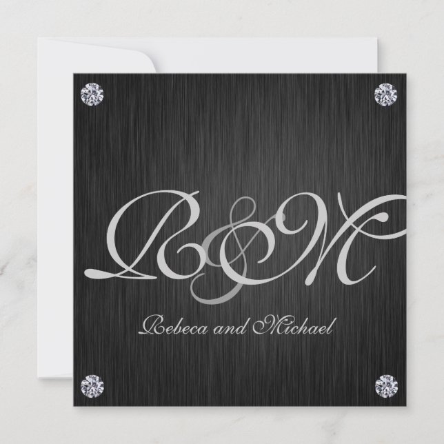 Elegant Initials with Diamonds Wedding Invites (Front)