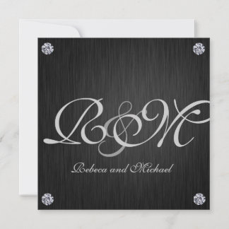 Elegant Initials with Diamonds Wedding Invites