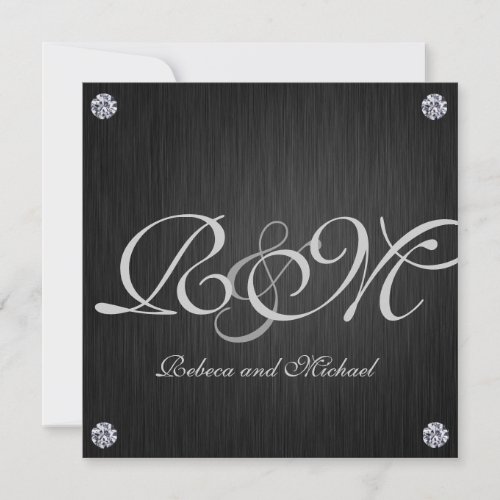 Elegant Initials with Diamonds Wedding Invites