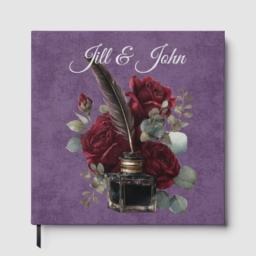 Elegant Ink &amp; Floral Wedding Guest Book