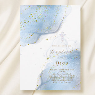 elegant ink splashes Baptism Invitation