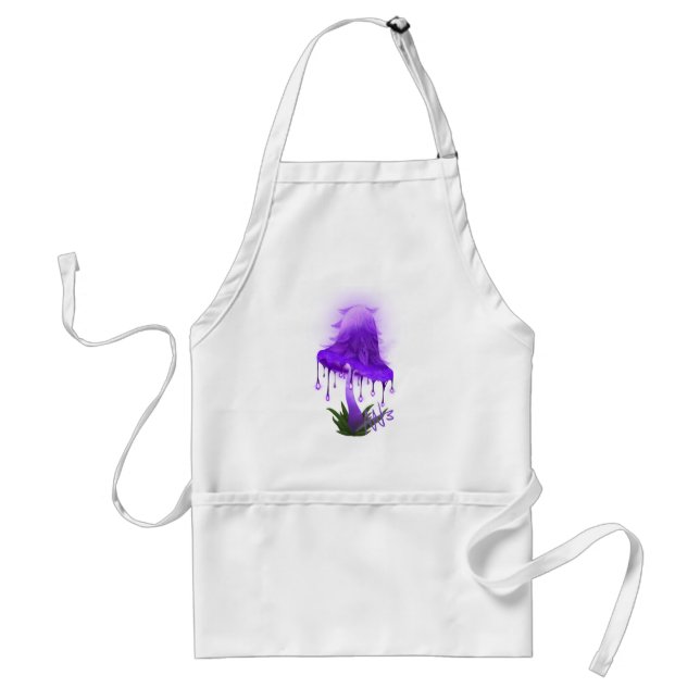 Elegant Inky Cap Glowing Purple Mushroom Adult Apron (Front)