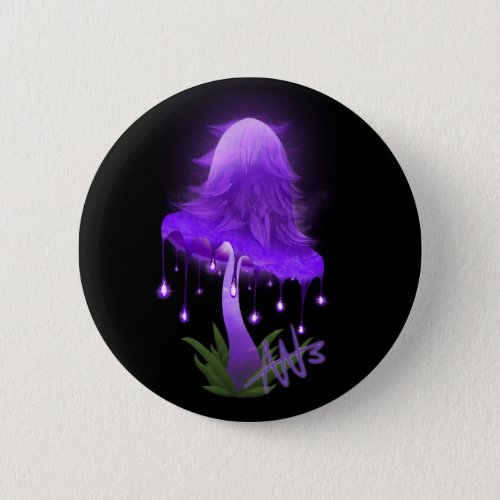 Elegant Inky Cap Glowing Purple Mushroom Button