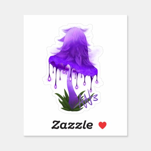 Elegant Inky Cap Glowing Purple Mushroom Cut Sticker