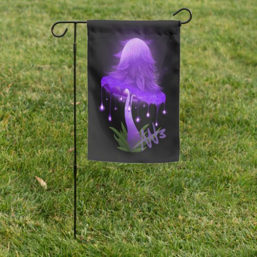 Elegant Inky Cap Glowing Purple Mushroom Garden Flag