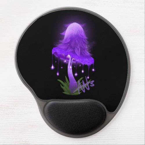 Elegant Inky Cap Glowing Purple Mushroom Gel Mouse Pad