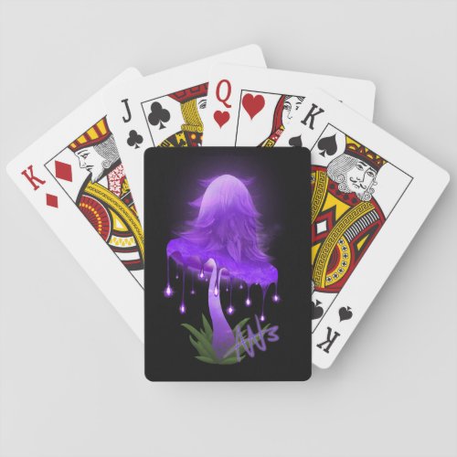 Elegant Inky Cap Glowing Purple Mushroom Poker Cards