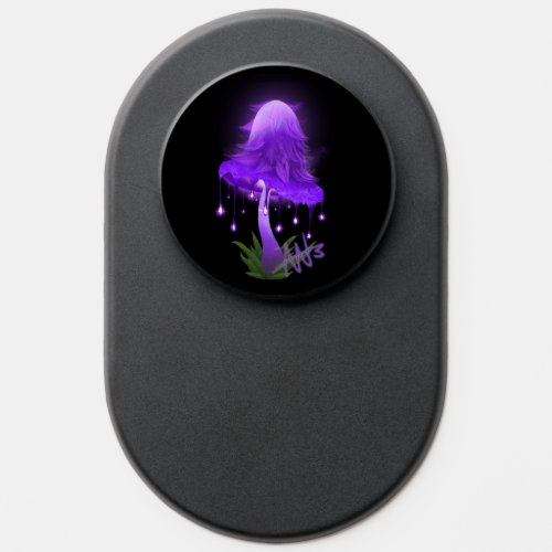Elegant Inky Cap Glowing Purple Mushroom PopSocket