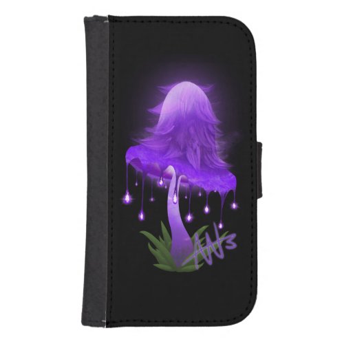 Elegant Inky Cap Glowing Purple Mushroom Galaxy S4 Wallet Case