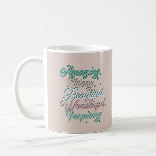 Elegant inspirational 3D typography design  Coffee Coffee Mug (Left)