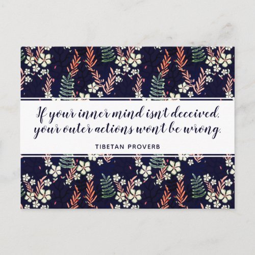 Elegant Inspirational Buddhist Saying Floral Art Postcard