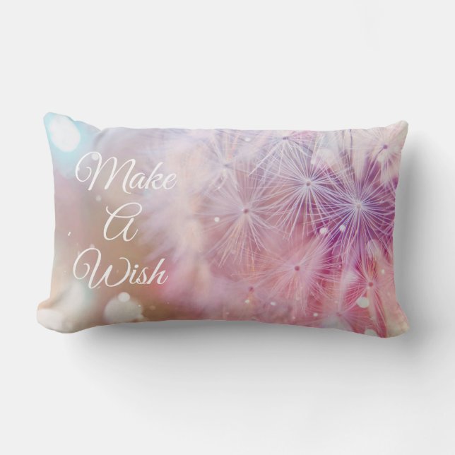 Elegant Inspirational Dandelion Make A Wish Lumbar Pillow (Front)