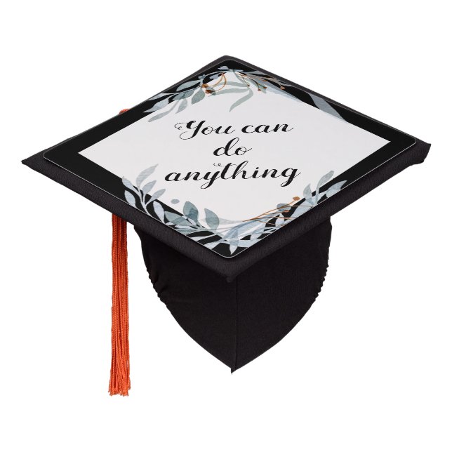 Elegant Inspirational Green Botanical 2025  Graduation Cap Topper (Angled)