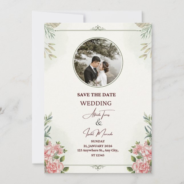 Elegant inspirational wedding card (Front)