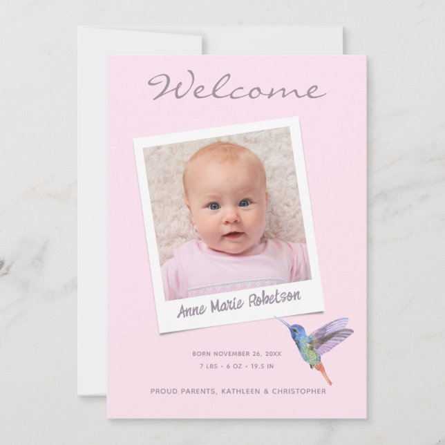 Elegant Instant Photo Modern Multiple photos Birth Announcement (Front)
