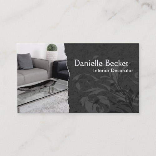 Elegant Interior Decorator Business Card Gray