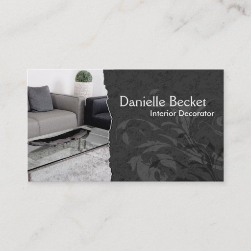 Customizable Elegant Interior Decorator Business Card Gray