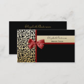 Elegant Interior Design Black and Gold Leopard Business Card (Front/Back)